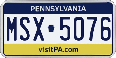 PA license plate MSX5076