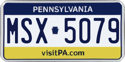 PA license plate MSX5079