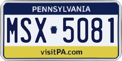 PA license plate MSX5081
