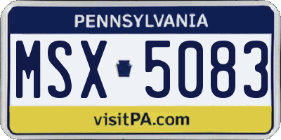 PA license plate MSX5083