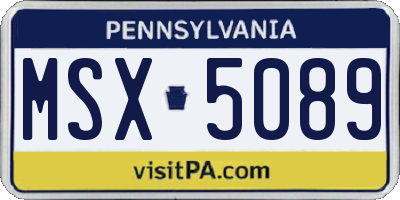 PA license plate MSX5089