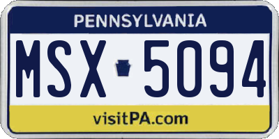 PA license plate MSX5094