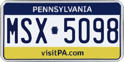 PA license plate MSX5098