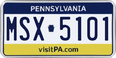 PA license plate MSX5101