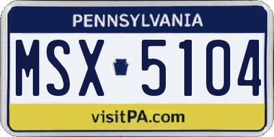 PA license plate MSX5104