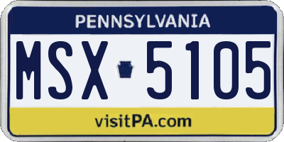 PA license plate MSX5105
