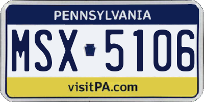 PA license plate MSX5106