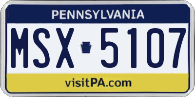 PA license plate MSX5107