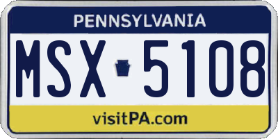 PA license plate MSX5108