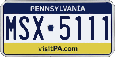 PA license plate MSX5111