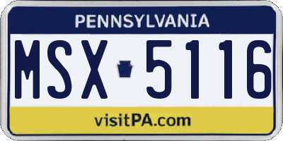 PA license plate MSX5116