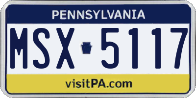PA license plate MSX5117