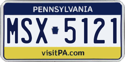 PA license plate MSX5121