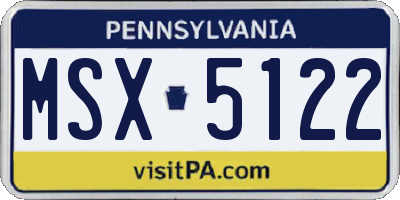 PA license plate MSX5122