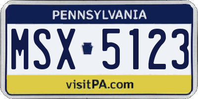 PA license plate MSX5123