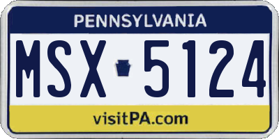PA license plate MSX5124