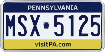 PA license plate MSX5125