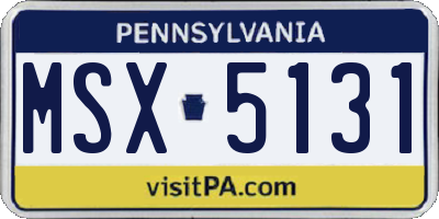 PA license plate MSX5131