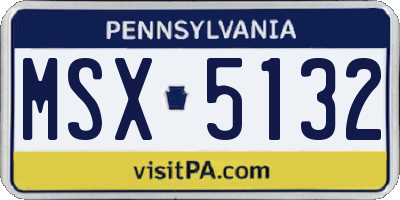 PA license plate MSX5132