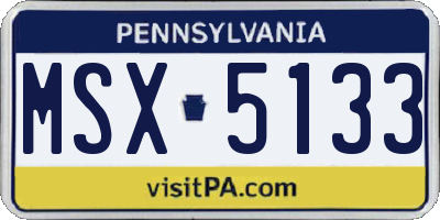 PA license plate MSX5133