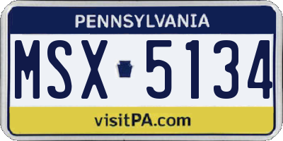 PA license plate MSX5134