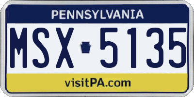 PA license plate MSX5135