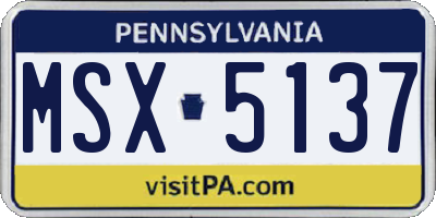 PA license plate MSX5137
