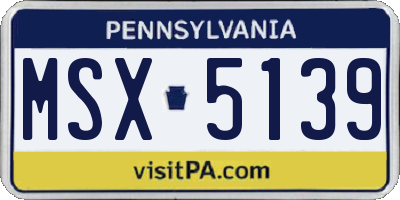 PA license plate MSX5139