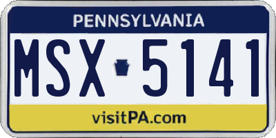 PA license plate MSX5141