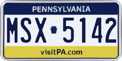PA license plate MSX5142