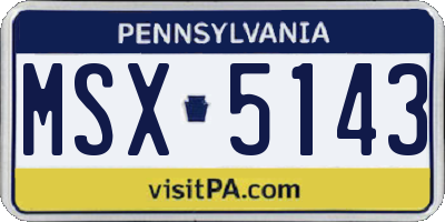 PA license plate MSX5143