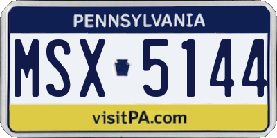 PA license plate MSX5144
