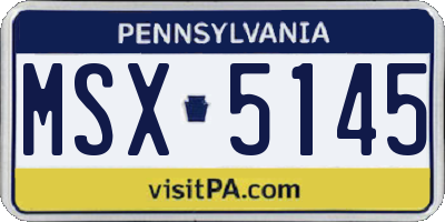 PA license plate MSX5145