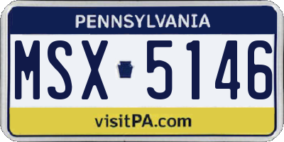 PA license plate MSX5146