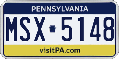 PA license plate MSX5148