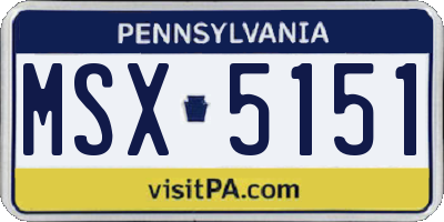 PA license plate MSX5151