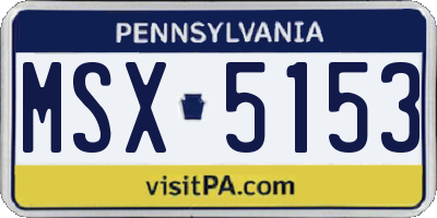 PA license plate MSX5153