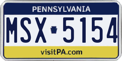 PA license plate MSX5154