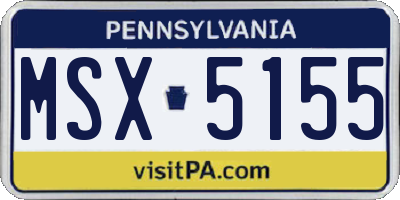 PA license plate MSX5155