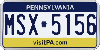 PA license plate MSX5156