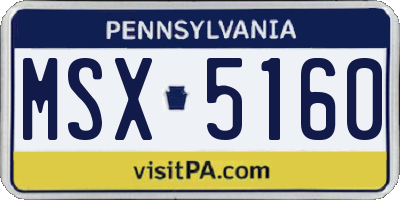 PA license plate MSX5160