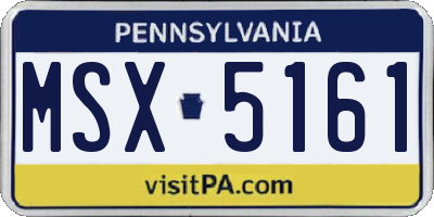 PA license plate MSX5161