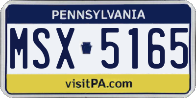 PA license plate MSX5165