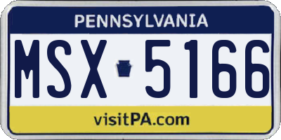 PA license plate MSX5166