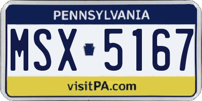 PA license plate MSX5167