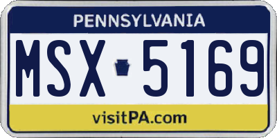 PA license plate MSX5169