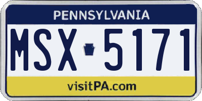 PA license plate MSX5171