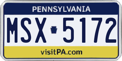PA license plate MSX5172
