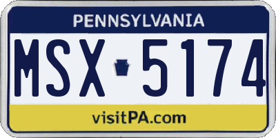 PA license plate MSX5174
