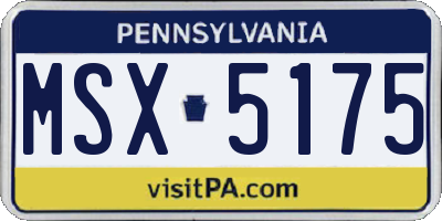 PA license plate MSX5175